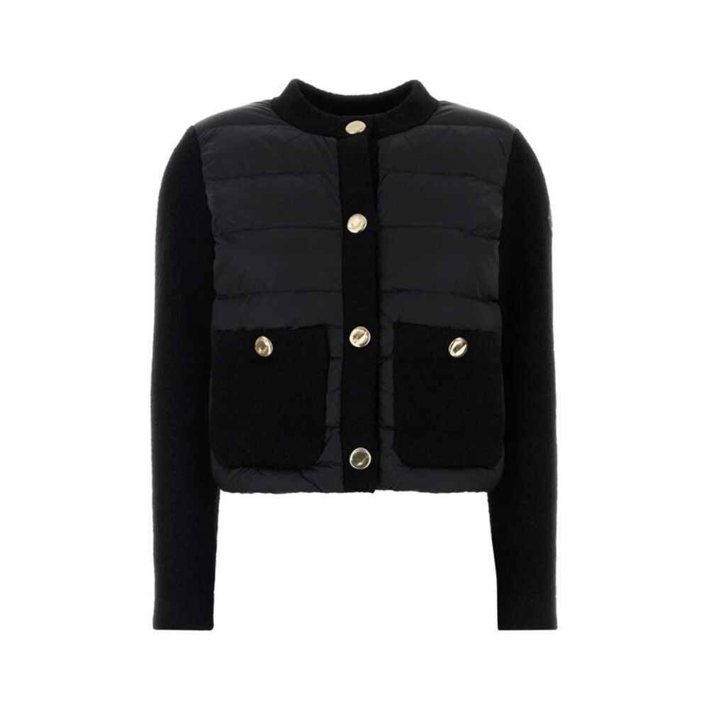 Moncler Women Black Knit And Nylon Cardigan